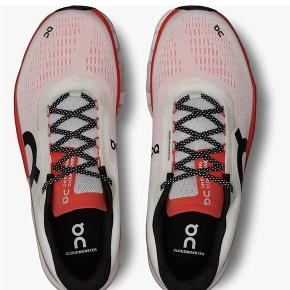 On Running Men's Cloudmonster Shoes Running White Flame size M 7.5 NWT - Picture 2 of 7